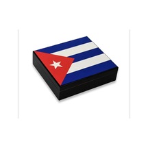 Cuban Flag Desen Puro Kutusu Humidor İçi Magnetli Siyah 20s