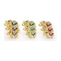 Swarovski Taşlı 3'lü Fil Figürü Model 1 Çok Renkli