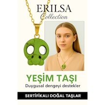 Erilsa Sertifikalı Sarı Renkli İskelet Model Yeşim Taşı Kolye Güç, Dön Çok Renkli