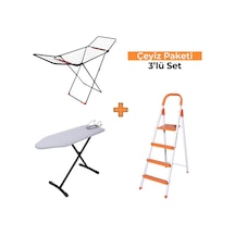 Her Eve Lazım 3'lü Set-kanat Crown Ütü Masası, Kanat Pro Çamaşır Kurutmalık, Rita Colorful Merdiven