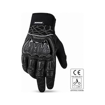 Ebakbak Motosiklet Eldiveni Full Koruma Ayarlanabilir Bilek Bantı Deri Microfiber Kumaş Motor Eldiven Black