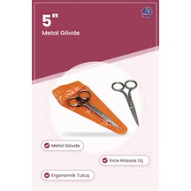 Saç Kesim Makası 5" Metal Bıyık Ve Sakal Berber Hassas Uç Kişisel