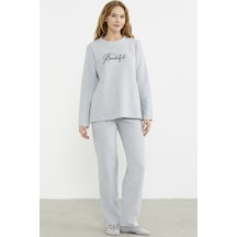 Sementa Fitilli Kalın Sıfır Yaka Pijama Takım - Gri Gri