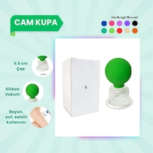 Silikon Vakumlu Cam Yüz Masaj Kupası No:4 Açık Yeşil Çok Renkli