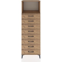 Hyperion Dolap Tek Raflı 8 Çekmeceli 60x44x182 Çam-çam Çam