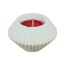 Mumluk Şamdan Tealight Mum Uyumlu Elmas Çizgili Model - Beyaz
