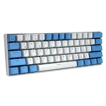 H61k Mini Mekanik Kablolu Gaming Oyuncu Klavye Türkçe Q Blue Switch 12 Ad Rgb Led Işık Modlu 61 Tuşlu
