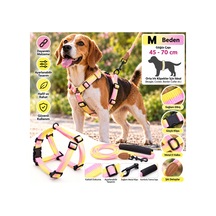 Ally Paws Köpek Göğüs Tasması Ve Gezdirme Kayışı Seti M Beden 10mm X 120cm - Sarı Pembe Çok Renkli