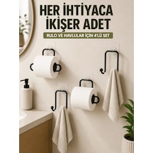 Lb Yapışkanlı Banyo Düzenleme Seti 2 Rulo Tutucu 2 Havlu Askılığı 4 Parça Çok Renkli