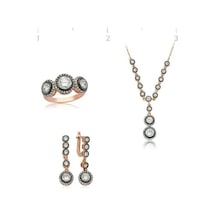 Gümüş Beyaz Taşlı Kadın Set (551167990)