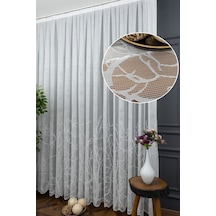 Tül Perde Grek Serpme Nakışlı Tasarım Zarif Moda Desen 1/3kat Pileli Tül Perde BEYAZ