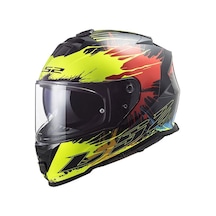 LS2 Storm Drop Kask Kırmızı Sarı Siyah
