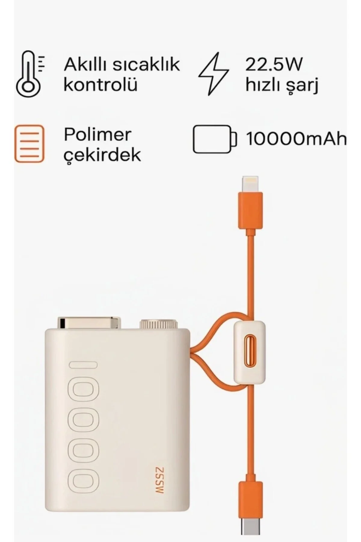Mini Pd 22.5 W Powerbank Mini Cep Powerbank Krem