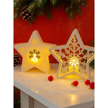 3dprototürk Yılbaşı Seti 2 Adet 15 Cm Yıldız Figür Işıklı Dekorasyon Tealight Led Mum Dahil 3d Baskı