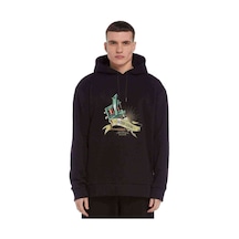 Tatto Legend Retro Baskılı Siyah Erkek Kapşonlu Sweatshirt