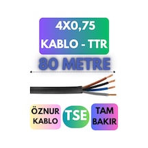 Öznur 4x0,75 Ttr Kablo Metre Seçenekli Siyah - 80 Metre