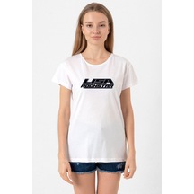 Lisa Rockstar Beyaz Kadın Bisikletyaka Tshirt Beyaz
