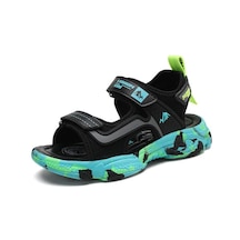 Siyah&yeşil Çocuk Sandalet Yaz Çocuk Boys Rahat Ayakkabılar Nefes Örgü Velcro Rahat Erkek Sandalet Çocuk Boys Spor Ayakkabı
