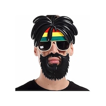 Rasta Peruklu Rasta Sakallı Bob Marley Bıyıklı Parti Gözlüğü 27x18 Cm