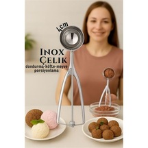 Zenvac Inox 4 Cm Dondurma Kaşığı - Karpuz Kurabiye Köfte Helva Porsiyonlama 722039 Zenvac29 Renkli