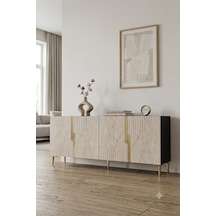 Ka1528atg Evva Konsol Ve Tv Sehpası Antrasit-traverten-gold 150cm