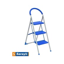 Saraylı Mega Pratik Seyyar Merdiven 3 Basamak - Geniş Basamaklı Mavi
