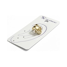 Earcuff Sıkıştırmalı Çelik Kıkırdak Küpe Çift Sıra Bantlı Halka Detaylı Zirkon Taşlı Altın Renk