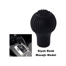 Silikonlu Masajlı Vites Topuzu Kılıfı Siyah Yuvarlak Br6219601