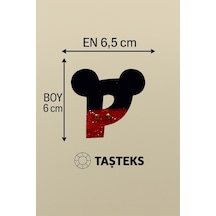 Taşlı Ütülenebilen Veya Sticker Olarak Kullanılabilen ' Mickey P ' Harfi