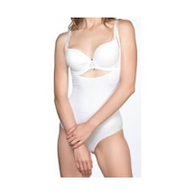 Beyaz Açık Göğüs Çıtçıtlı Dikişsiz Korse - 756