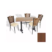 Çipa Döküm Ayak - Papelli Sandalye Mutfak Masa Takımı Werzalit, Wermodin Ve Allzalit Tabla - Koyu Ahşap - Krem - 80x140 Çok Renkli