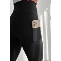 Balenbi Haute Kadın Yüksek Bel Toparlayıcı Çift Cepli Leggings Fitness Tayt 1092 Siyah