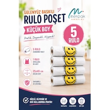 Baskılı Rulo Poşet Küçük Boy X5 Rulo Gülenyüz Baskılı Market Manav Poşeti Çöp Torbası