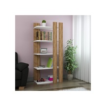 Yaren 5 Raflı Kitaplık - Ceviz / Beyaz Çok Renkli