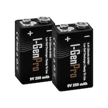 I-gen Batteries Pro 6hr61 9v 250 Mah Şarj Edilebilir 9 Volt Pil Ni-mh Şarjlı Pil 2&apos Li Paket