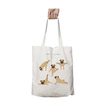 Art Hediye Yoga Dogs Yoga Yapan Köpek İki Tarafı Kalıcı Baskılı Yıkanabilir Okul Plaj Omuz Bez Çantası Çok Renkli