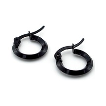 Siyah Renkli Paslanmaz Çelik Unisex Erkek Kadın Halka Küpe E970