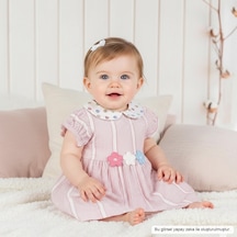 Ürünya Kız Bebek Çocuk Çiçek Desenli Kısa Kollu Elbise Pembe