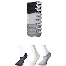 Siyah Gri Ve Beyaz Erkek Görünmez Çorap 9 Çift-40-44