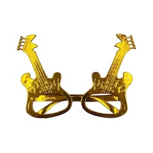 Parti Gözlük Plastik Camsız Gitar Şeklinde Gold 14x6 Cm