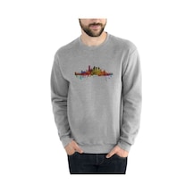 Silhouette Pittsburgh Pennsylvania Baskılı Gri Erkek Örme Sweat