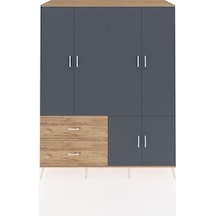 Kronos Gardrop 5 Raflı 2 Çekmeceli 2 Askılı 176x59x221 Çam-antrasit/çam Antrasit/çam