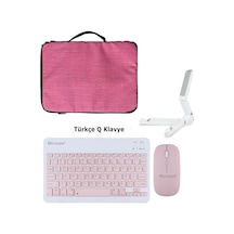 Samsung Uyumlu Tab A9 Sm-x110 Çanta+tr Bt Klavye+mouse+stand-pembeal8126