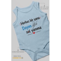 Morivokids Herkes Bir Yana, Dayım Sol Yanıma Sıfır Kollu Bebek Zıbını Pamuk %100 Pamuk Bebe Mavisi
