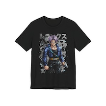 Ustaprint3d Trunks Anime Tişört Dragon Ball Z Tasarım %100 Pamuk Dtf Baskılı Oversize Unisex T-shirt Siyah