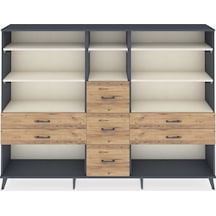 Arges Dolap 8 Raflı 7 Çekmeceli 220x30x163 Antrasit-aytaşı/çam Aytası/atlas Çam - Antrasıt