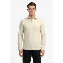Çizgi Triko Erkek Gömlek Yaka Cepli Klasik Kalıp Sweatshirt 5304 Bgl-st05540 Bej