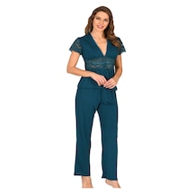 Sistina Petrol - 444 - Yeşili Penye Pijama Takımı - 1633 - - Edntrend - Beden L Petrol Yeşili