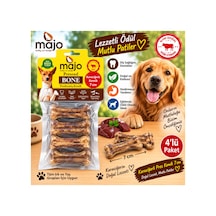 Majo Karaciğerli Pres Kemik 7 Cm 4 Lü Paket Köpek Çiğneme Ödülü Doğal Sığır Eti