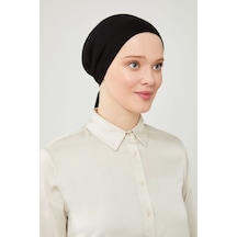Melodi Scarf Kadın Tesettür Geniş Hacimli Büyük Kalıp Xl Bone Siyah Siyah